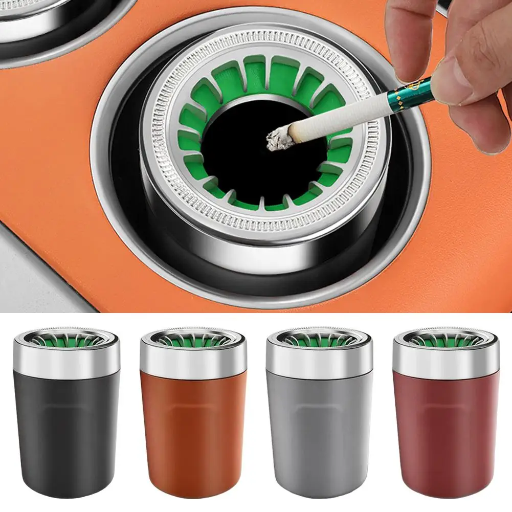 Glow‑in‑Dark Rotating Lid Car Ashtray Ceramic Liner Windproof Anti‑Fly Ash Odor‑Lock Cigarette Ash Tray Car Interior Accessories view 4