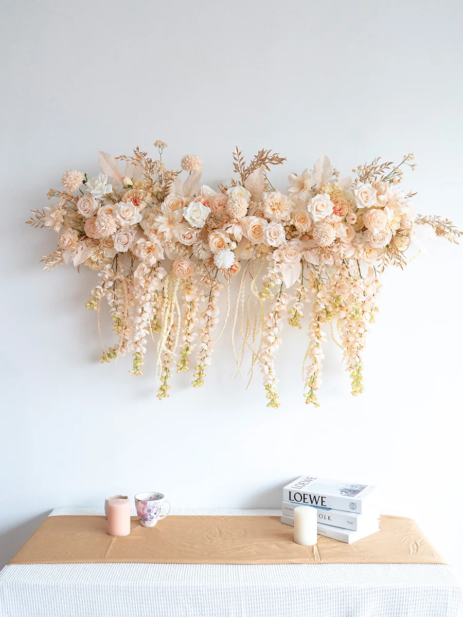 Wall decoration hanging flower row flower arrangement, wedding simulated flower commercial hotel KTV wall arrangement