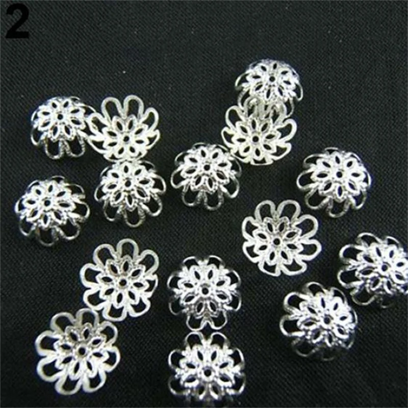 200Pcs 10MM Hollow Flower Metal Bead Caps DIY Bead Connectors Fashionable Jewelry Findings Accessories
