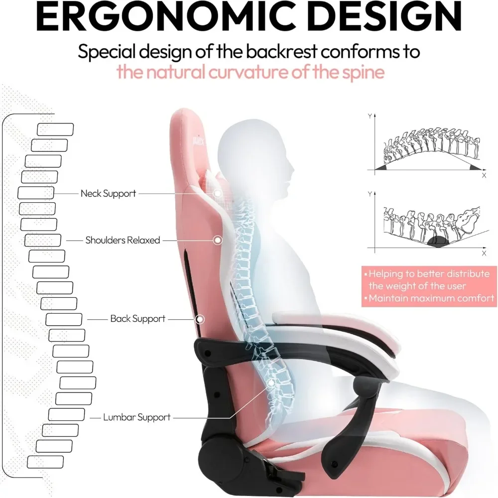 Fotel gamingowy Ergonomiczny fotel wypoczynkowy w stylu wyścigowym z masażem lędźwiowym, fotel biurowy do komputera E-sport ze skóry PU