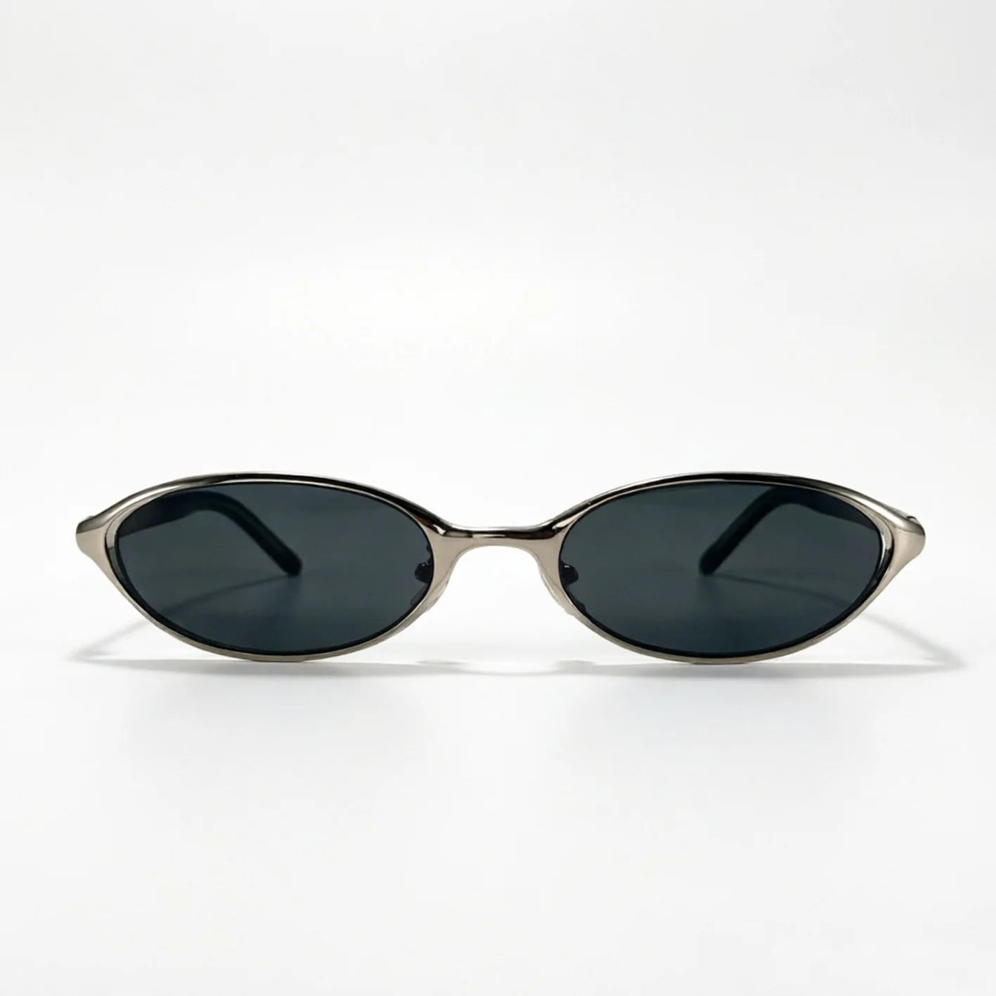 Delicate Thin Rim Oval Sunglasses With Metal Frame Design Portable Frame Lightweight For Daily And Outdoor