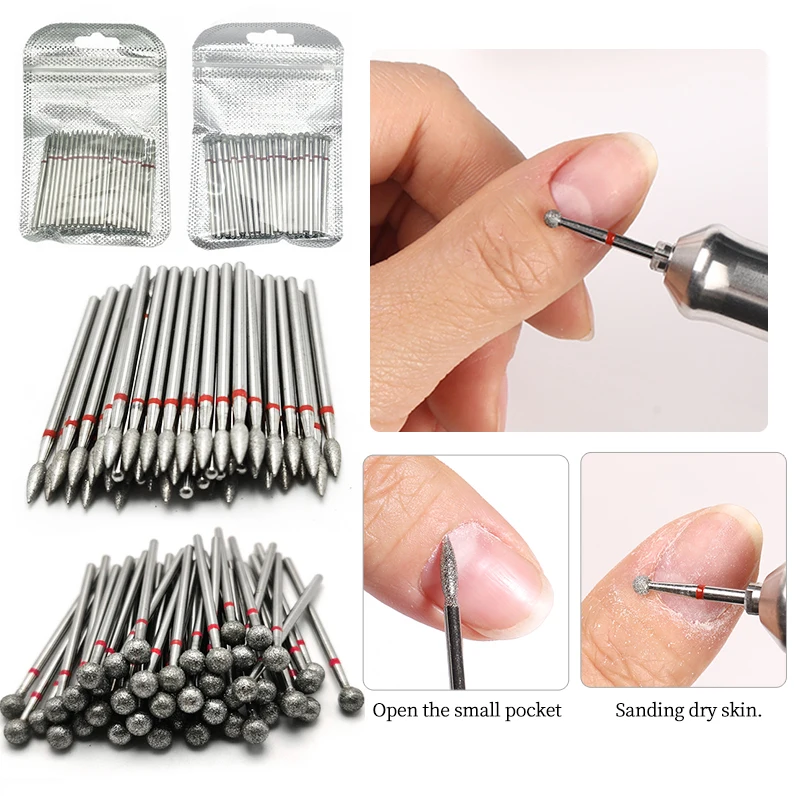 

50pcs Tungsten Nail Drill Cuticle Clean Bit Set Milling Cutter for Manicure Electric Cutter Bits Accessories Dead Skin Remover