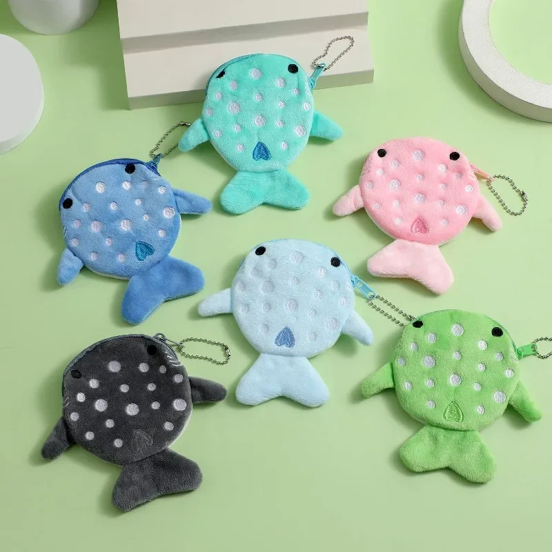 Cartoon Whale Shark Coin Purse Women Cute Plush Money Wallet Pouch Card Key Earphone Coin Purse Lipsticks Earphone Storage Bag