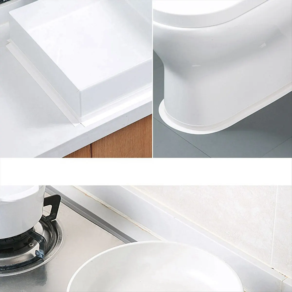 【A03R】 Waterproof Sealing Tape Anti-Mildew Bathroom Kitchen Door Strip Shower Sink Bath Sealer 3.2m X 2.2cm Grey