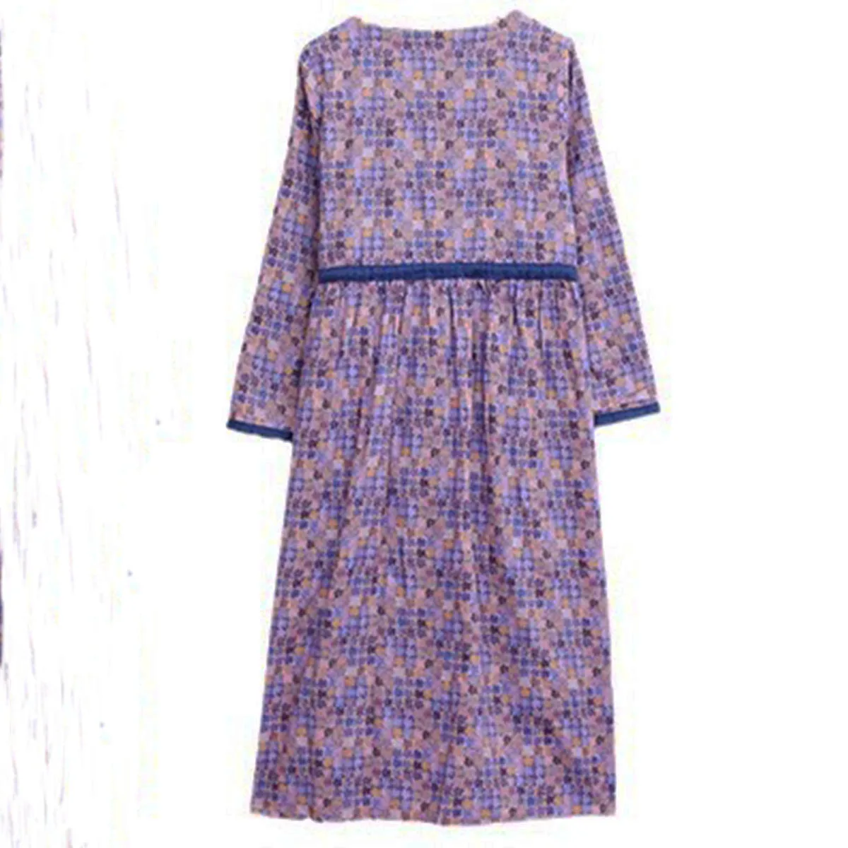 Falda MIDI por encima de la rodilla de ramio de calidad con estampado Vintage, vestidos de ocio de invierno para mujer, bata tipo túnica de manga larga con forro polar y bolsillos