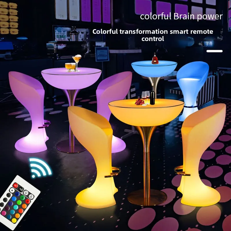 YFY luminous tall table loose table bar  and chair activity combination outdoor waterproof cocktail party outdoor bar