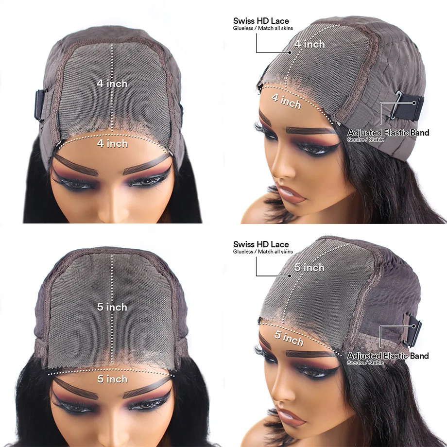 Glueless Wigs Human Hair Wear And Go Pre Cut 4x4 5x5 Hd Lace Closure Wig Deep Wave Curly Human Hair Wig Brazilian Water Wave Wig image 6