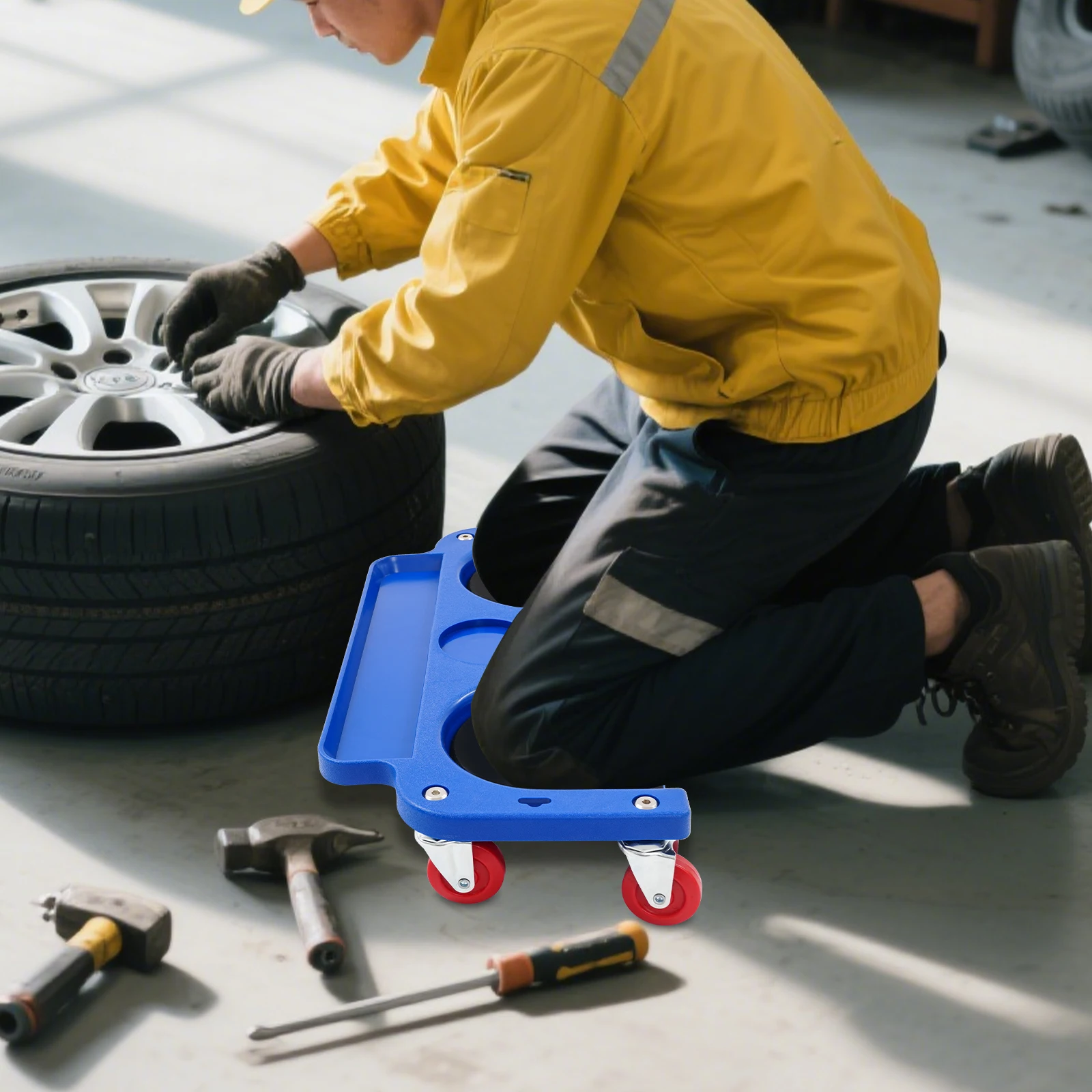 [Rolling Knee Pad] 4-Wheel Kneeling Board - PP - Auto Repair Professional - Comfortable Durable