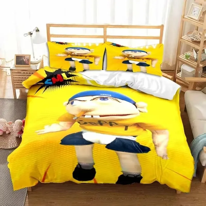 3D Print SML Cartoon Jeffy Bedding Set Double Twin King Duvet Cover Comforter Pillowcase Boys Girls Adults Bedroom