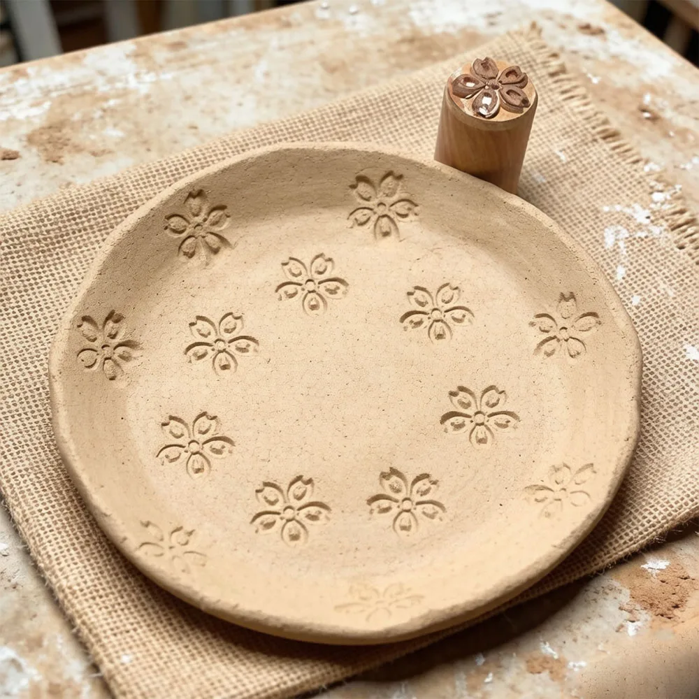 2.5Cm Cherry Blossom Pottery Texture Seal Clay Sculpture Soft National Style Merchandise Embossing Handmade Tools