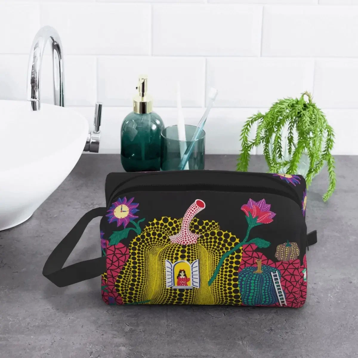 Yayoi Kusama Abstract Painting Makeup Bag for Women Travel Cosmetic Organizer Fashion Storage Toiletry Bags