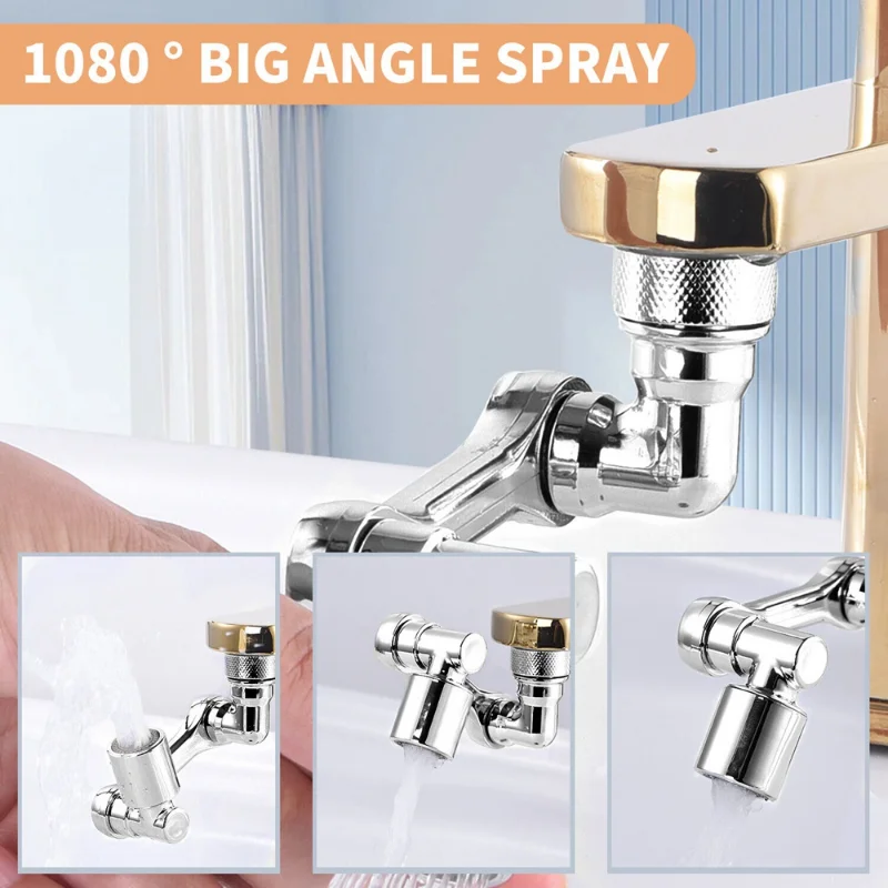 Faucet Extender 1080° Rotatable Faucet Nozzle Faucet Spray Head Multifunctional Faucet Aerator Robotic Arm Kitchen Tap Extender