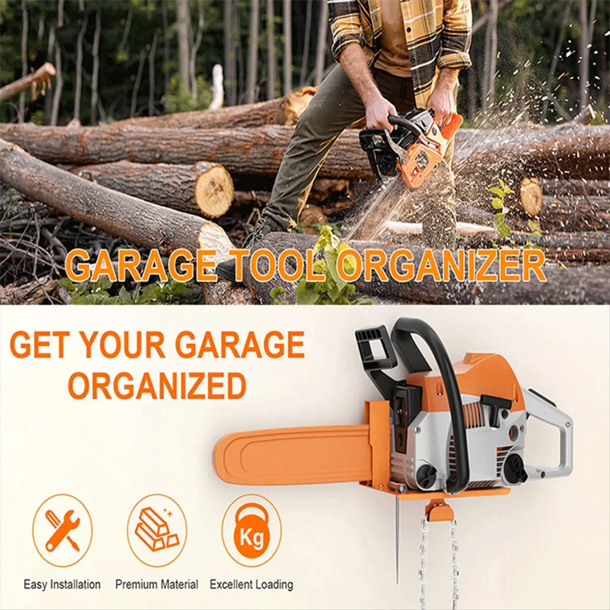 A89X Chainsaw Holder, Chainsaw Wall Mount for MS250, MS251, MS170, MS171, MS172 Heavy Duty Chainsaw Rack Garage Storage