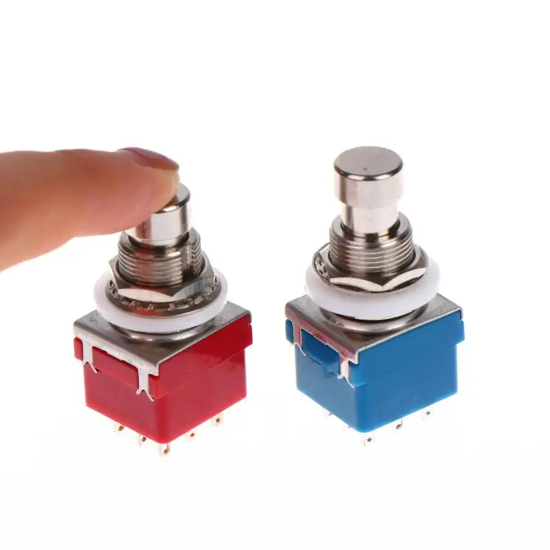 HOT! 1/3Pcs Button Direct Conversion Switch 9 Pin 3PDT Latching Guitar Switch Guitar Effects Pedal Box Stomp Foot True Bypass