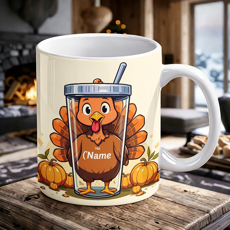

2026 Fashion Mug Coffee/Ceramic Cup Cute Turkey Tumbler with Personalizable Name