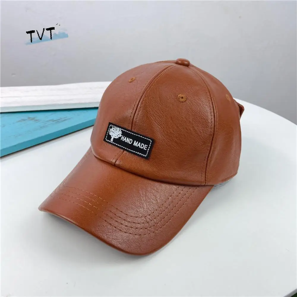 

All-match PU Leather Sunglasses Hat Handsome Personality Peaked Cap Streetwear Korean Style Baseball Cap Outdoor