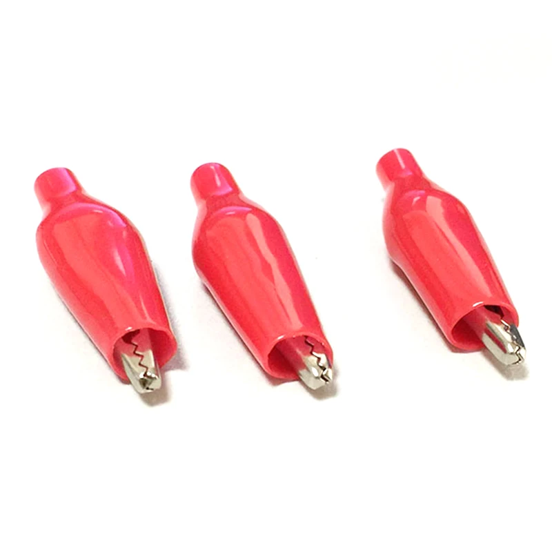 100PCS Schwarz/Rot 35mm Isolierte PVC Hülse Kleine Alligator Clip Krokodil Test Clips