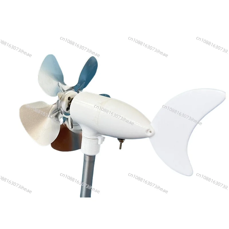 Micro horizontal wind turbine model with metal five blade DC output, gentle breeze start, automatic steering