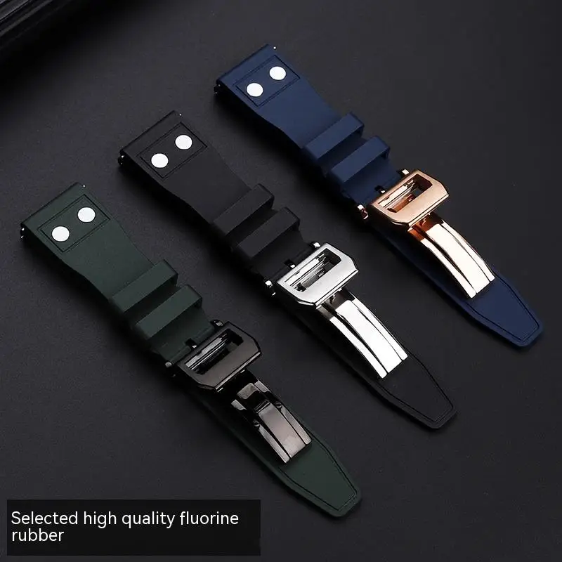 High Quality Fluororubber Watch Strap For IWC Pilot's Watches Portugieser Portofino Watchband 20 21 22mm Folding Buckle Bracelet