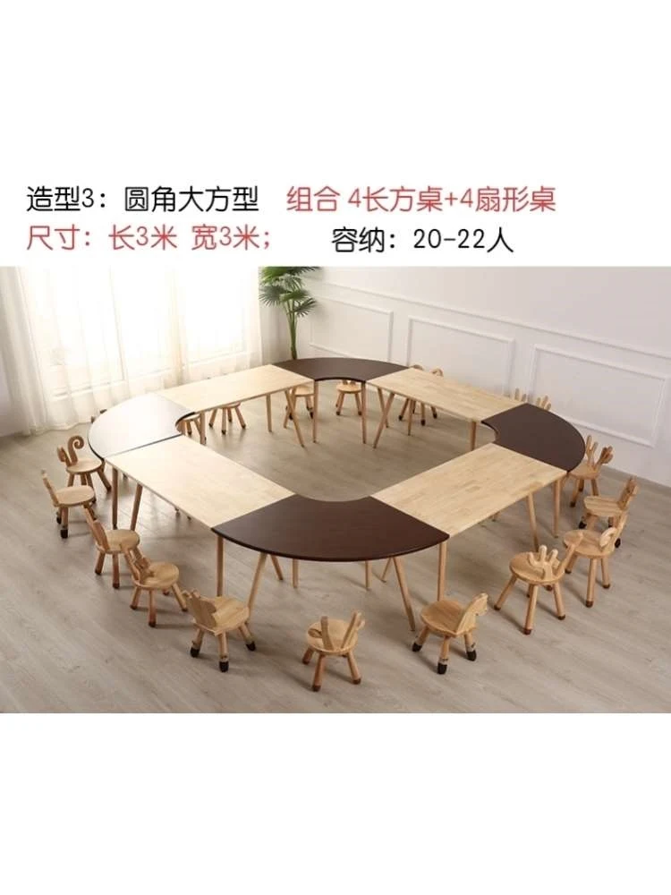 Primary school students learn painting tables and chairs teaching kindergarten solid wood children's tutoring training  desks