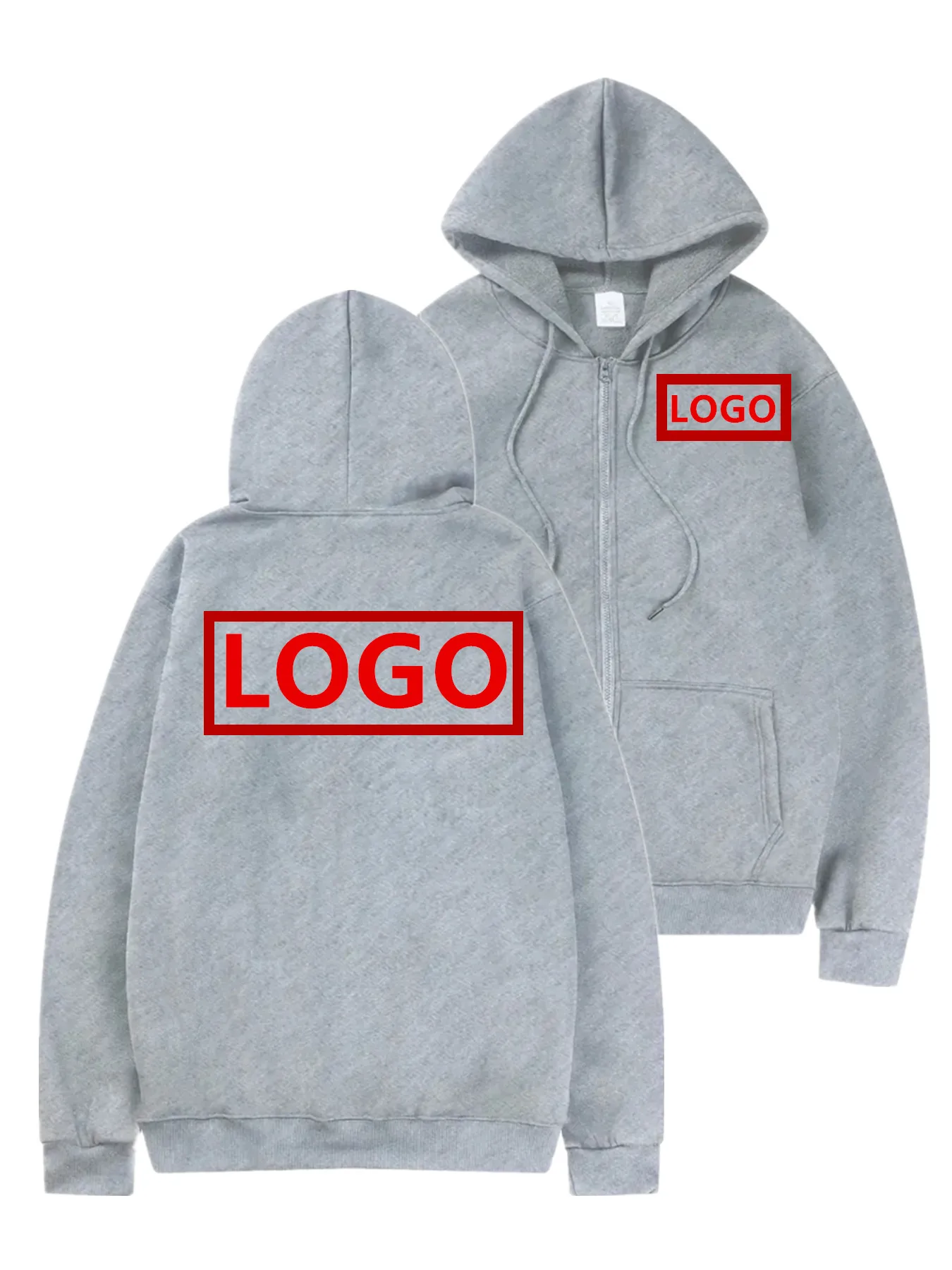 سويت شيرت بغطاء للرأس بشعار مخصص للرجال - طباعة شعار ized، نمط سترة بسحاب كامل، مزيج بوليستر قابل للغسل في الغسالة، شتاء #3