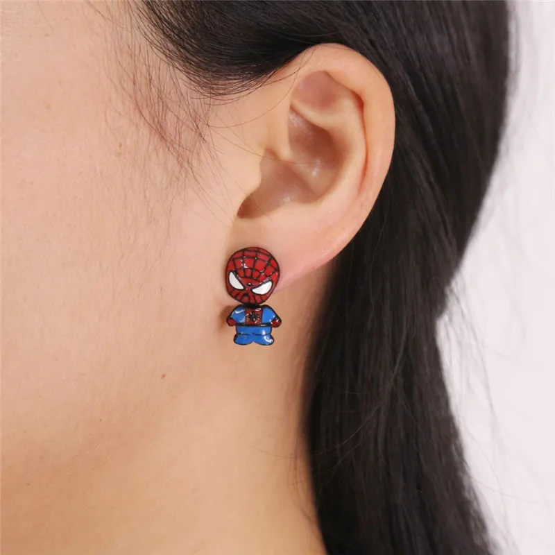 Marvel Movie Avengers Earrings Super Heroes Spider Man Bat Iron Man Alloy Stud Earrings