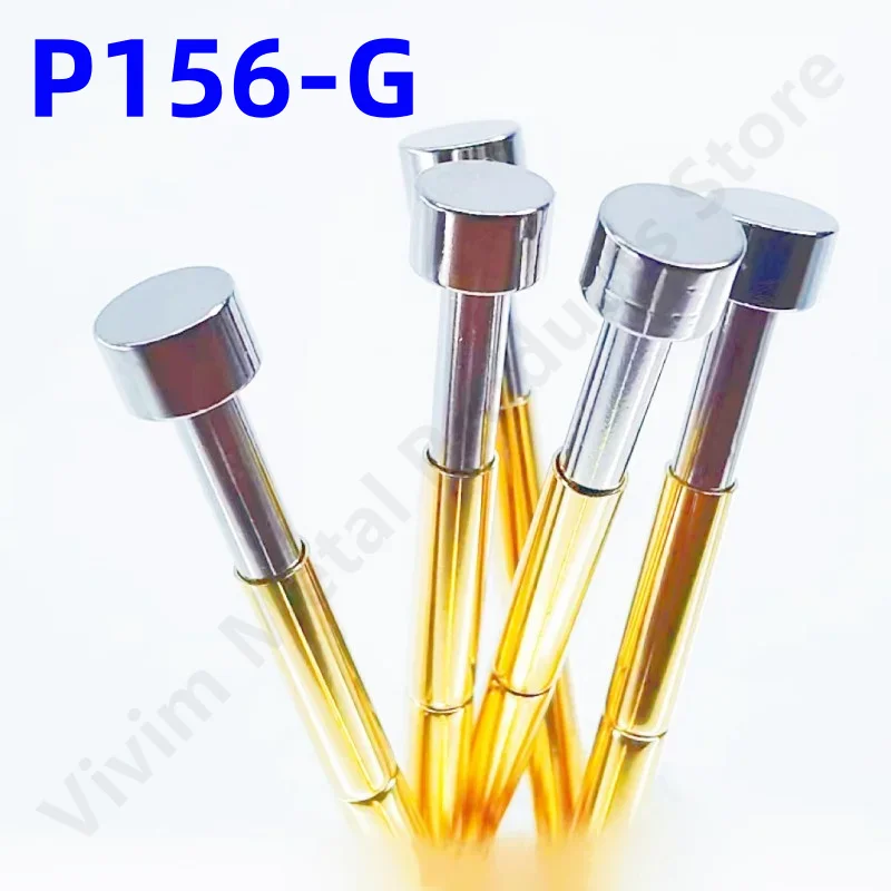20/100PCS P156-G Spring Test Probe Test Pin Pogo Pin PCB Test Tool Total Length 34mm Pin Dia 2.36mm Flat Head Dia 4.0mm