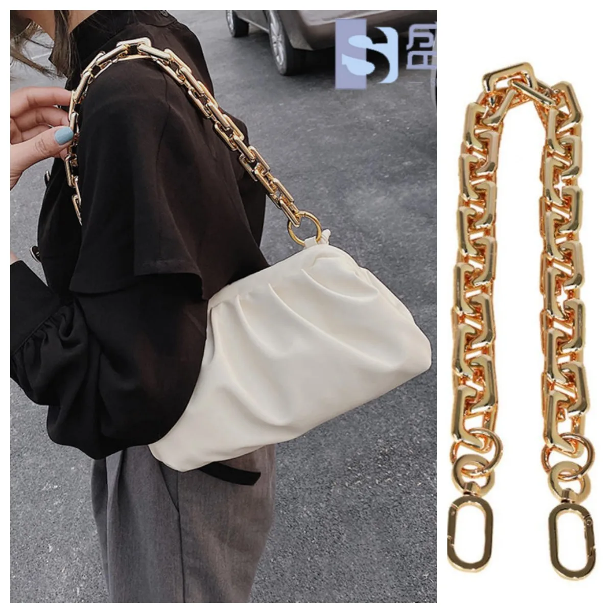 40/60cm Gold Thick Bag Chain Acrylic Purse Replacement Chain Strap Shoulder Bag Handbag Handles DIY Tote Bags Chains Accessories