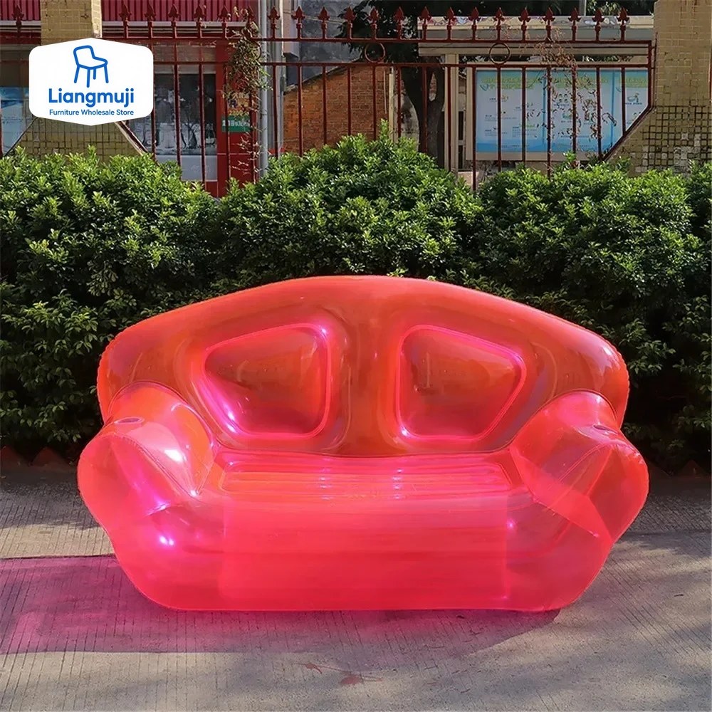 Double Seat PVC Transparent Inflatable Sofa Chair Portable Party Living Room Swimming Pool Seatings Outdoor Camping Furniture