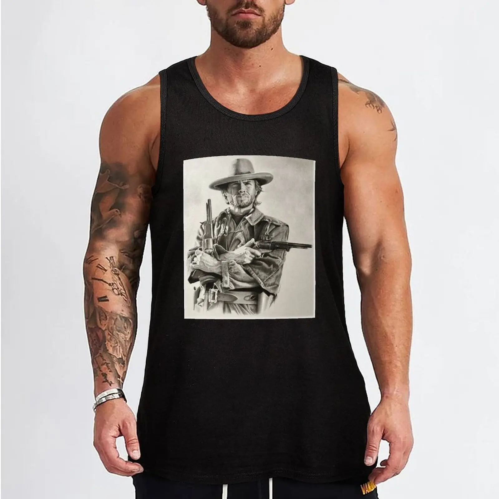 Clint Eastwood sketch Tank Top sleeveless Men's t-shirts muscle t-shirt gym men T-shirt male