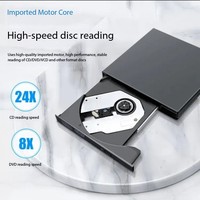 External CD DVD Drive, USB 2.0 Slim Protectable External CD-RW Drive DVD-ROM Player for Laptops Desktop PC