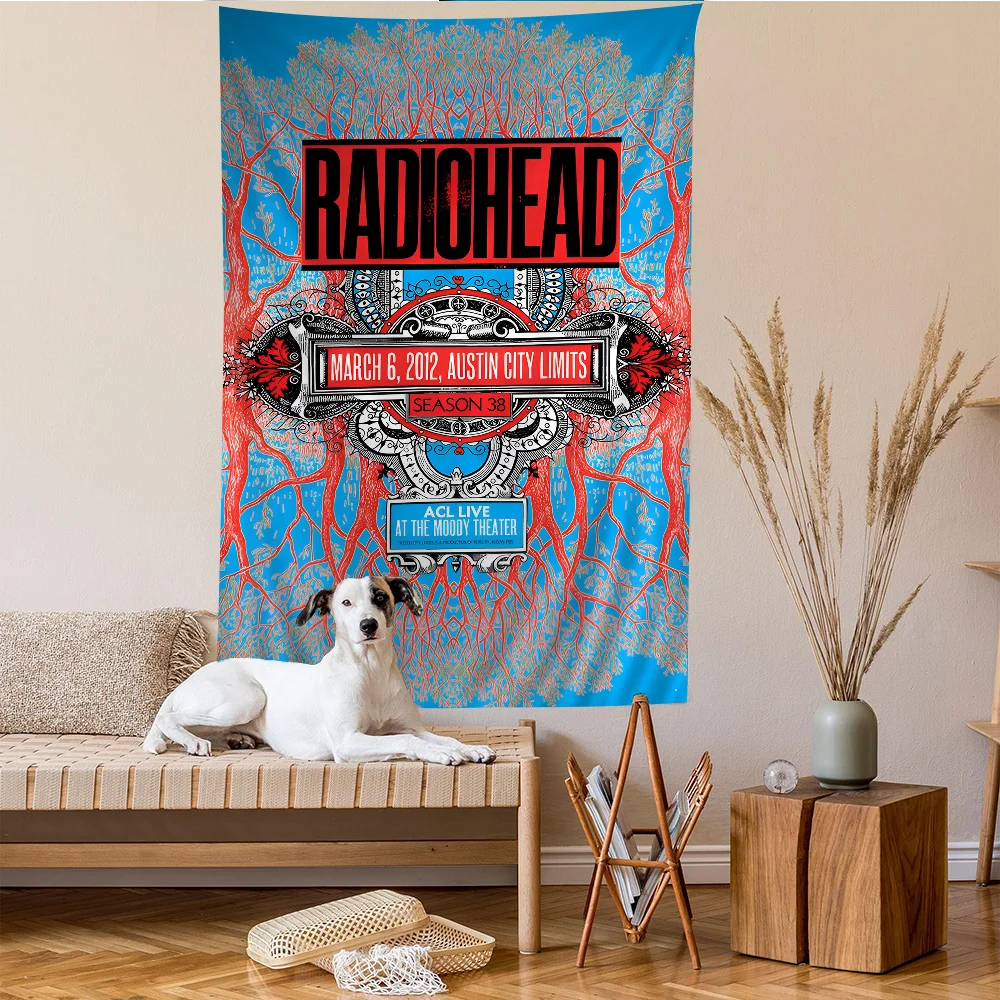 Rock Band Radiohead Music Art Anime Anime Tapestry Hippie Flower Wall Carpets Dorm Decor Cheap Hippie Wall Hanging