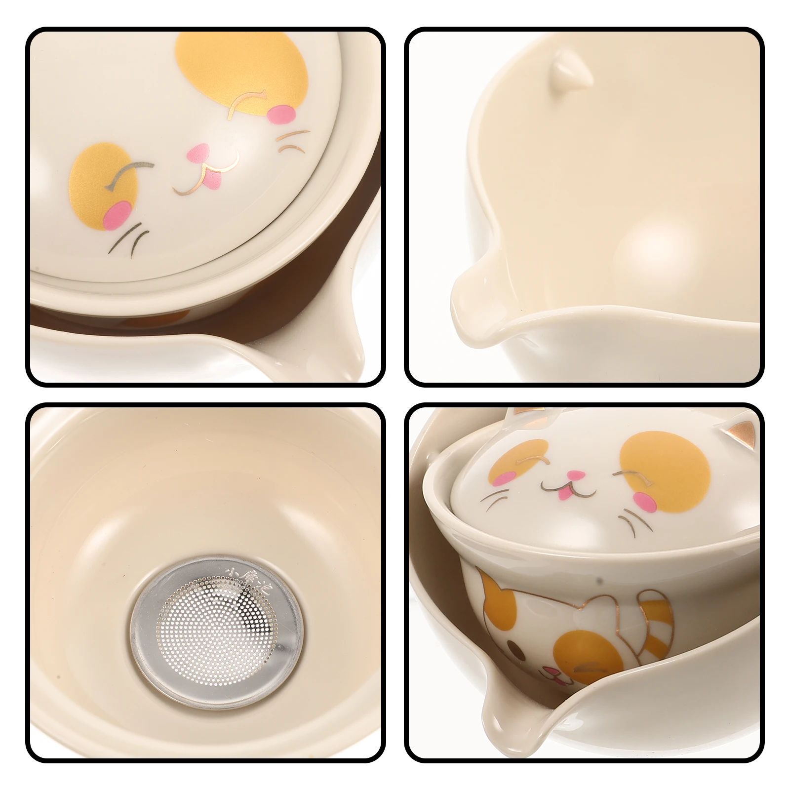 

Ceramic Teapot H 360 Degree Rotating Heat Resistant Tea Brewing Easy Clean Home Kitchenware Single Pot