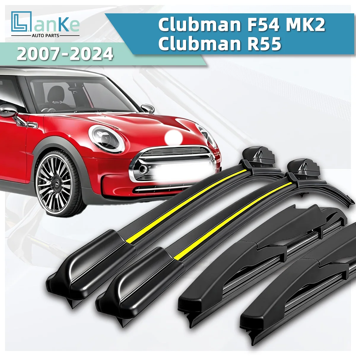 Escobilla Limpiaparabrisas Lanke para Mini Clubman F54 MK2/Clubman R55 (2007-2024), Tira de Goma Natural, Sin Estructura, Silenciosa, para Parabrisas de Coche