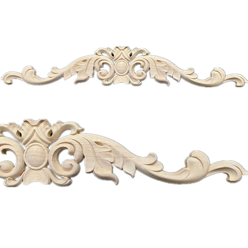 2PCS 35-46cm Woodcarving Furniture Vintage Home Decor Garden Decoration Accessories Solid Wood Applique Carved Flower Miniature