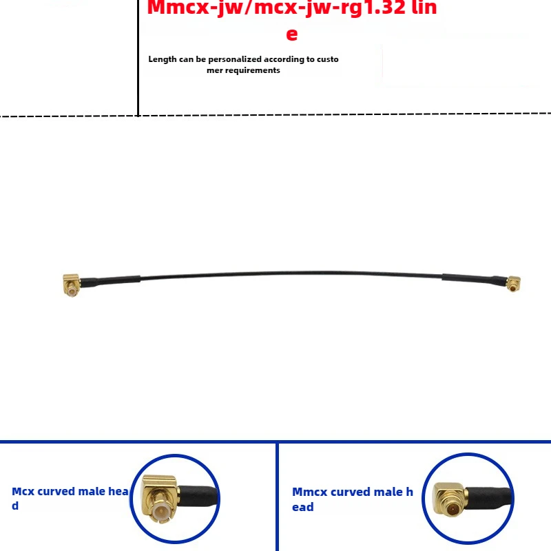 Silver-Plated RF Cable MMCX-JW Bend Male MCX Inner Needle Bend Male Extension Cable RF1.32MM for Wireless Communication