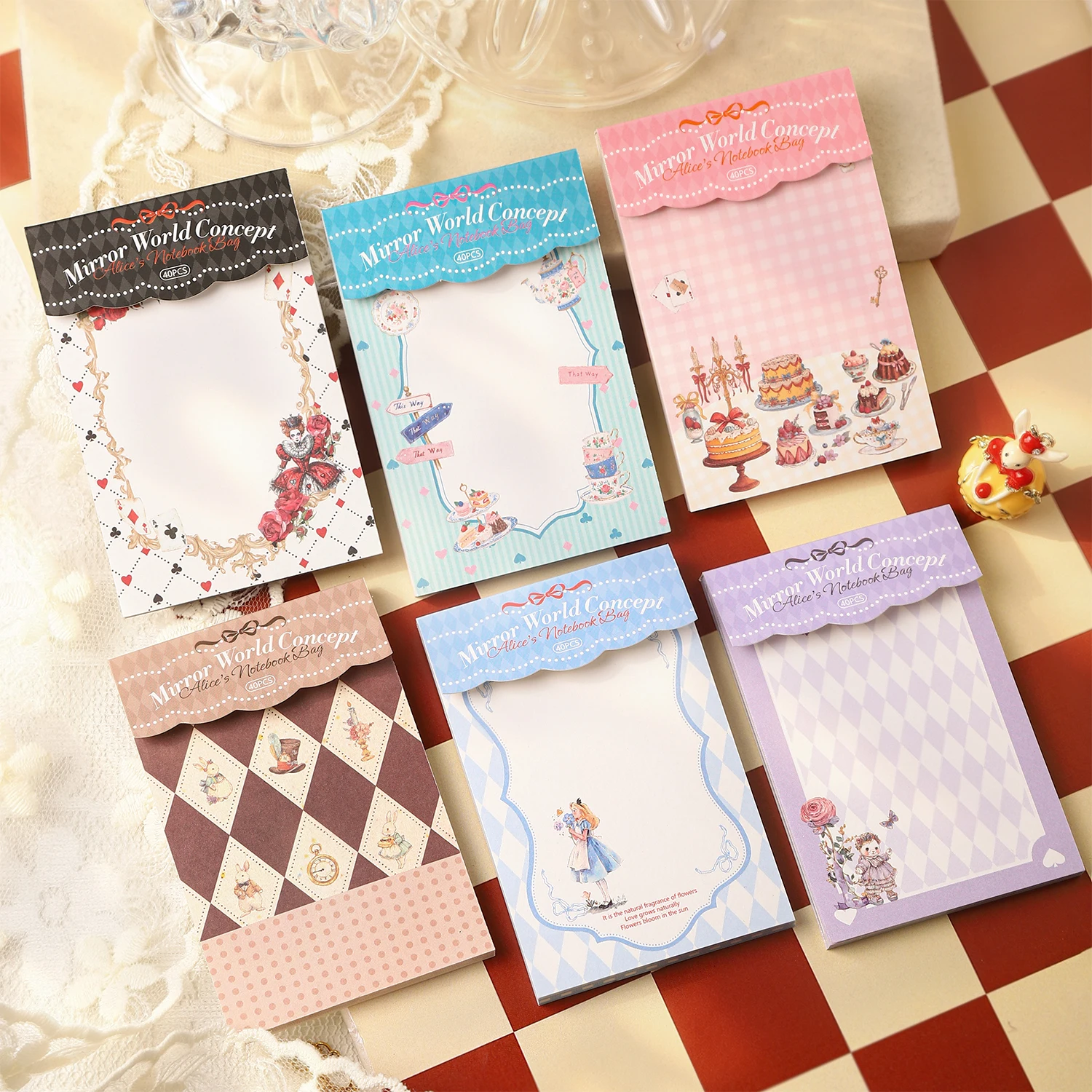Vintage Alice Fairy Tale Flower Border Landscape Memo Pad Creative DIY Junk Journal Material Collage Scrapbooking Stationery