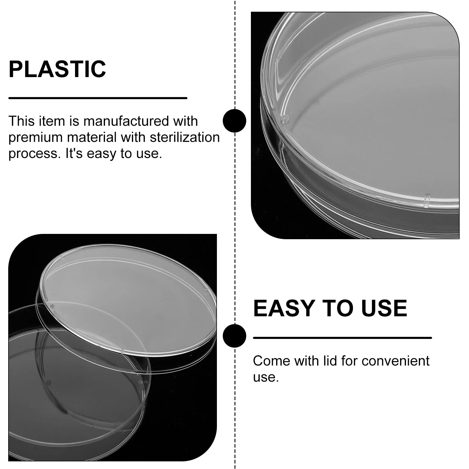 

20 Pcs Plastic Petri Dish Culture with Cover Dishes Lid Round