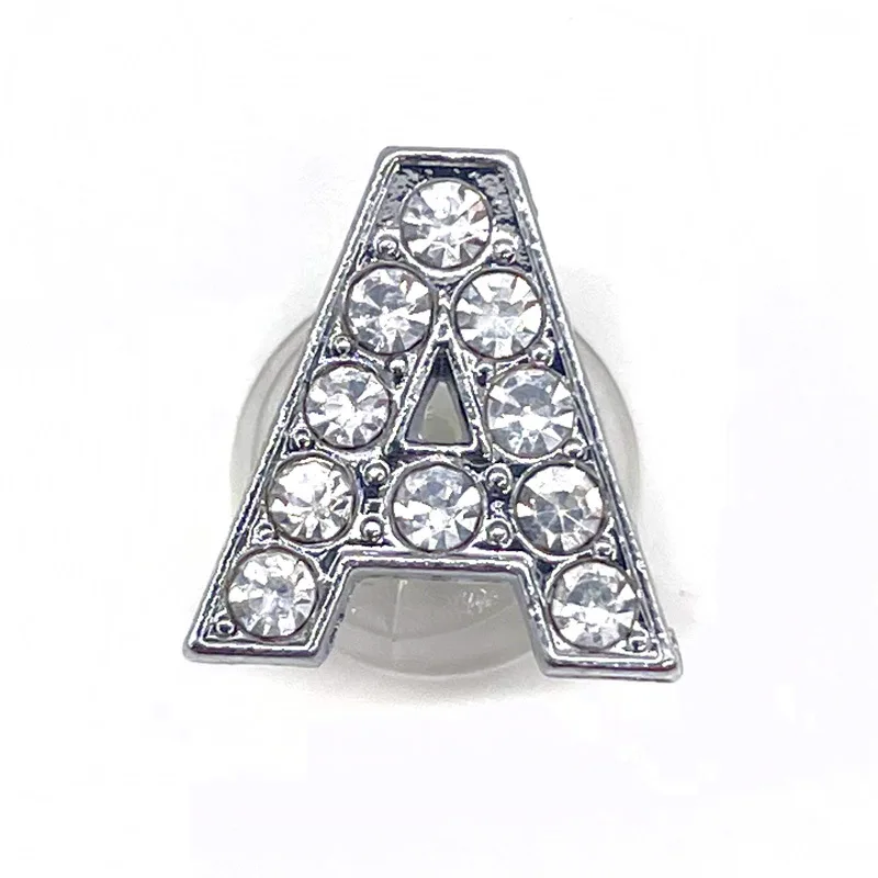 Schuh Charms Glitter Strass Buchstabe Silber Kristall Alphabet DIY Legierung Schuh Dekorationen Schmuck Slider Armband Armbänder – Detail 10