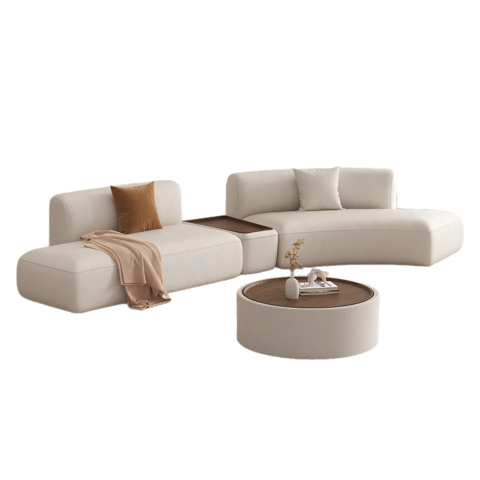 Silent Wind Curved Fabric Sofa Combination Chenier Beauty Salon Clothing Store Hotel Office Reception