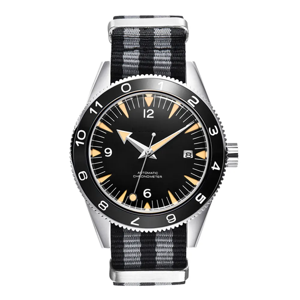 41MM saffierglas 100m waterdicht Japan automatisch lichtgevend herenhorloge nylon band - afbeelding 1