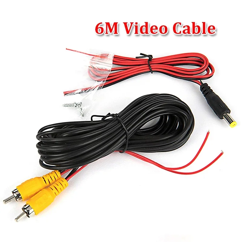 Reverse Camera Video Cable for Car Rear View Parking Universal 6M Wire Match with Multimedia Monitor with Power Cable