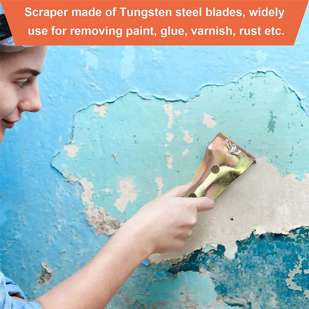 ABUG-2X Paint Scraper Heavy Duty Alloy Scraper with 4PCS Double-Sided Blades for Removing Grout, Paint, Glue, Rust