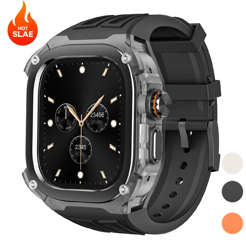 Luxury Modification Kit for Apple Watch Ultra 3 2 49mm Alloy Case for IWatch Series Ultra 2 3 Silicone Pin Buckle Strap+Case