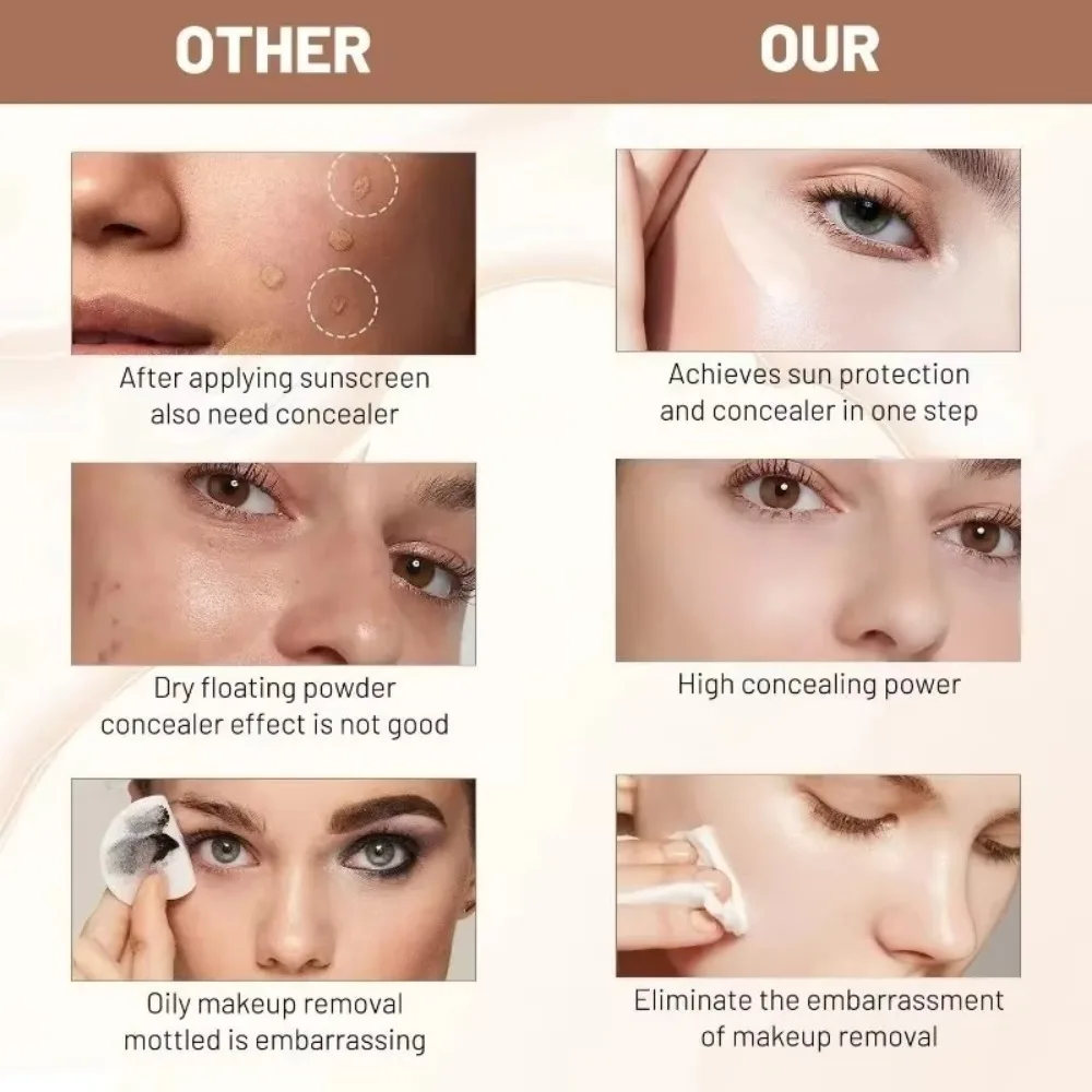 كريم أساس جديد متغير درجة الحرارة 4 في 1 سائل مرطب مقاوم للماء خافي عيوب طبيعي SPF 50 برايمر لمكياج الوجه