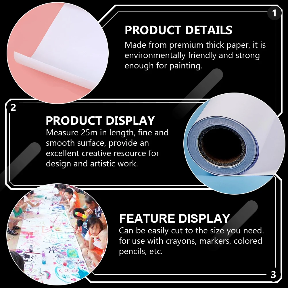 

1 Roll Graffiti Drawing Roll For Kids 25M White Thick Smooth Environmentally Friendly Sketch Paper Craft Paper Drawing Supplies