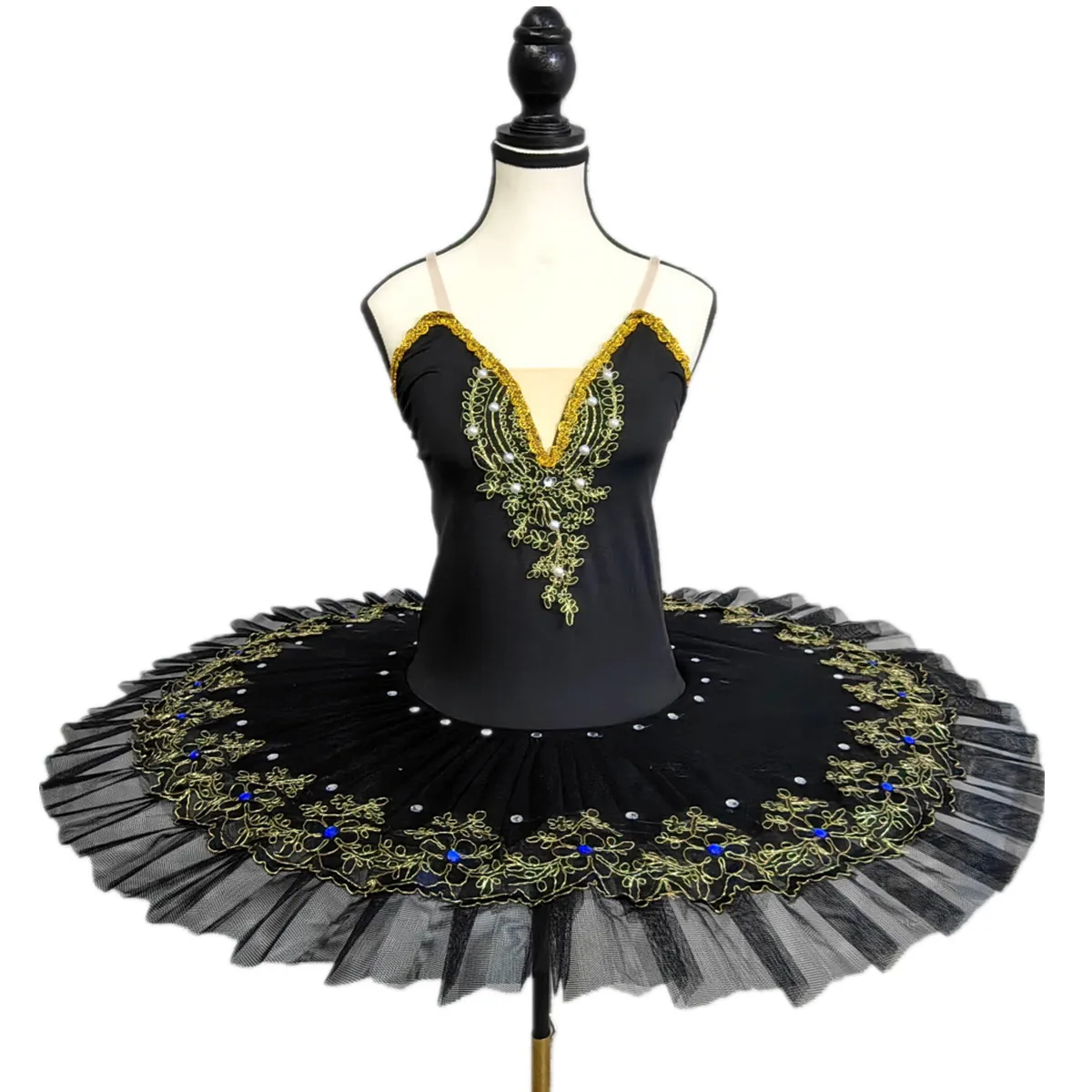 Tutús de Ballet profesionales negros para niñas, vestido de Ballet del lago de los cisnes, ropa de baile, vestido de patinaje artístico de bailarina