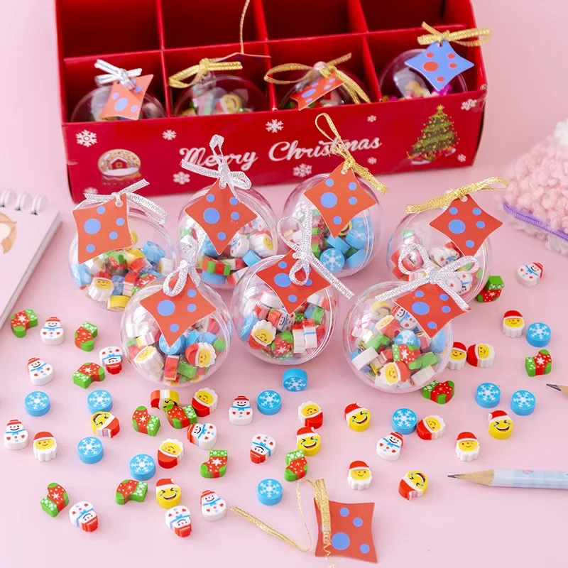 Gomas de borrar de Navidad para niños, papelería Kawaii, novedad, árbol de Papá Noel, Mini Escuela de goma, suministros de oficina bonitos, 20 unids/lote por caja
