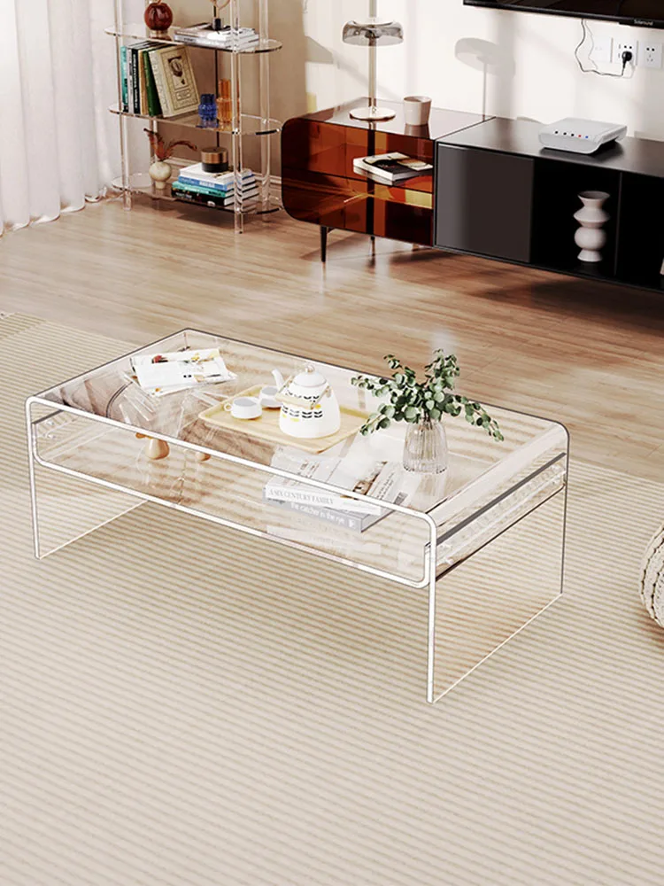 Acrylic Transparent Coffee Table,Home Living Room,TV Cabinet,Sofa,Central Tables,Modern Bay Window,Low Table,Movable Furniture