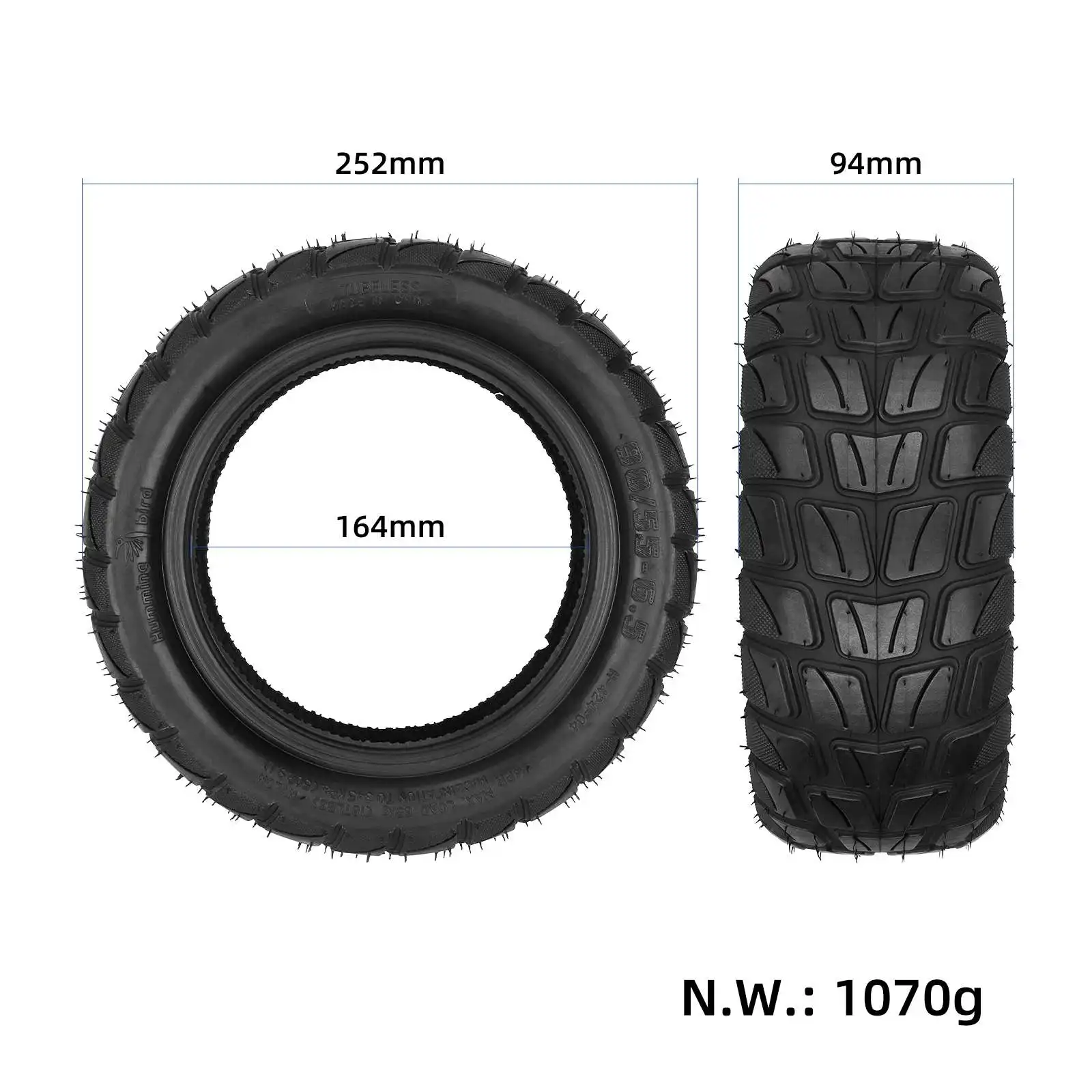 Electric Scooter 90/55-6.5 Off-road Tubeless Vacuum Tire Wider thicker Anti-slip 10 Inch Tyres Replacements Accessories Upgraded